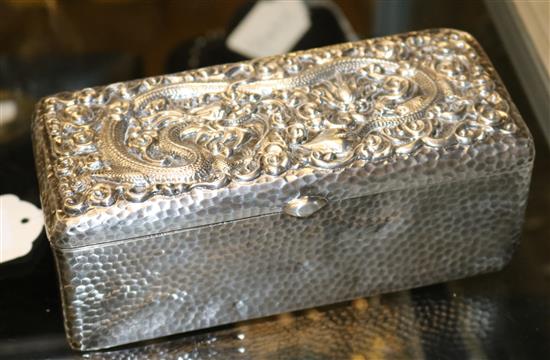 Chinese silver box, with embossed dragon top